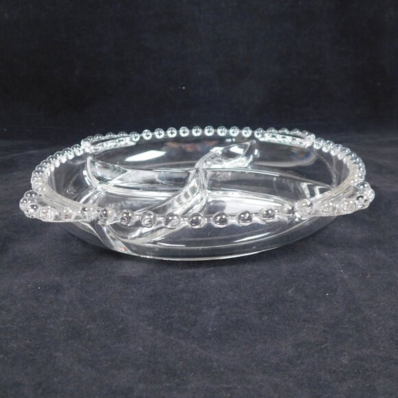 Imperial Glass Clear Candlewick Round 4 Part Divided Serving Relish Dish - Picture 3 of 7
